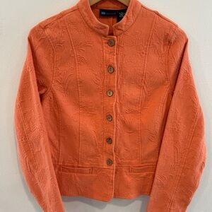 Peach Floral Print Textured Blazer